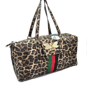 Croc Bee Leopard Print Duffle Overnight Bag